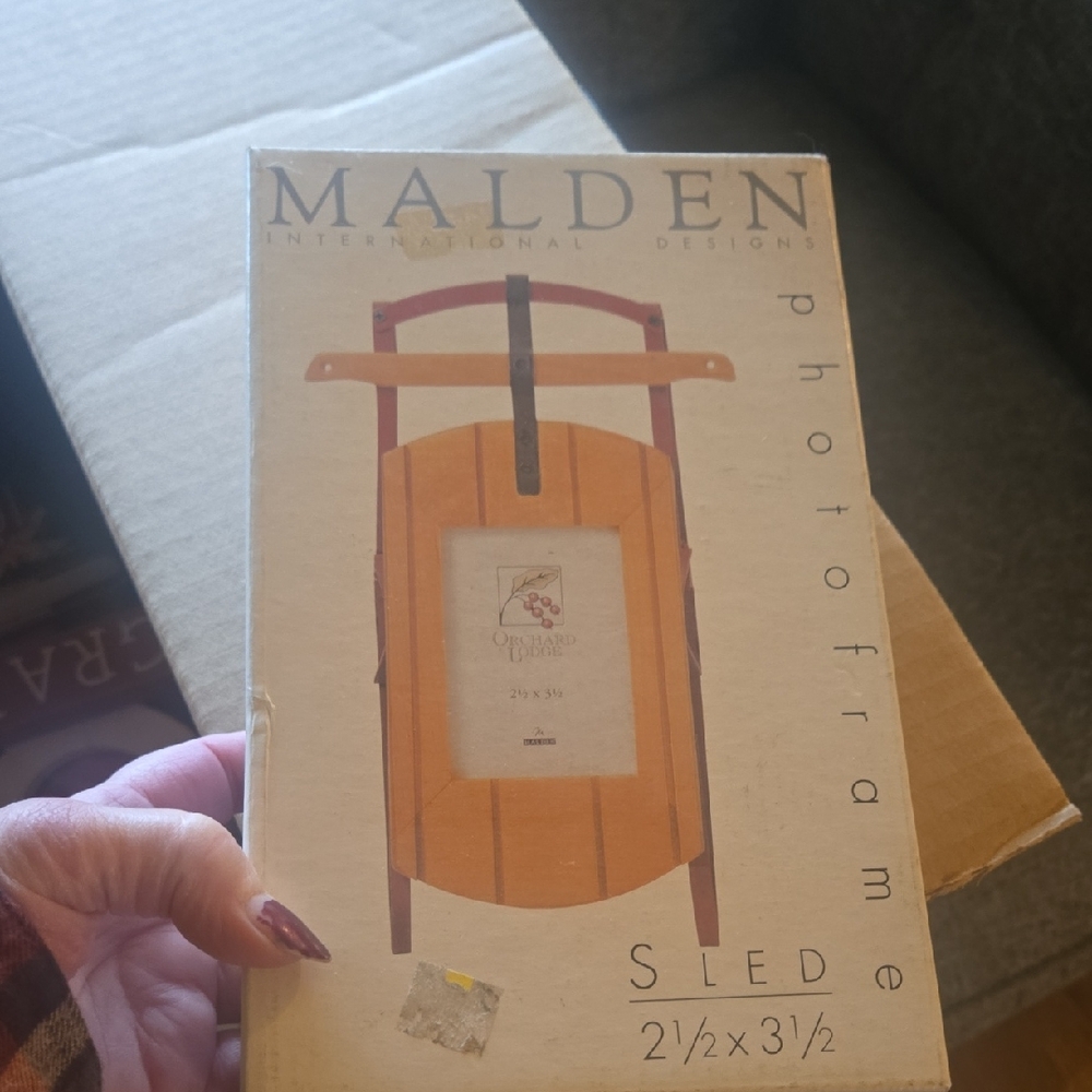 Malden Wooden Sled Photo Frame NWT